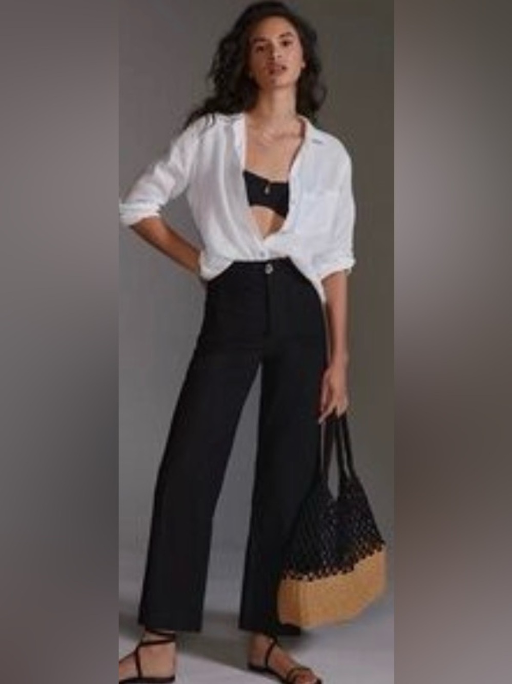 MAEVE Sz 26 The Collette Black Linen Wide Leg Pants Orig $138 Excellent Cond